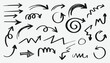 ©  SoponStock - Grunge chalk marker arrow set. Childish doodle curved lines, wax crayons, and swirl direction shapes. Hand drawn vector graphic