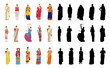 © Dhiraj - Indian women standing together in different traditional clothes with silhouette on white background in flat style. Vector illustration.