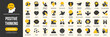 © stas111 - Positive thinking fill icon collection. Includes motivation, happiness, emotions, optimism, and inspiration icons. Created in colored style with yellow and gray palette