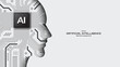 © S and V Design - Human head in the form of a circuit board background. AI Chip with circuit board and electronic elements. Machine learning and automation concept. Futuristic tech background. Vector illustration.