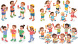 © Sanjida Creative - Large Set of Happy Diverse Kids Eating Ice Cream and Popsicles in Various Poses Vector Illustration