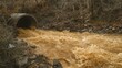 © Dream Studio - A concrete pipe discharges polluted water into a river, causing environmental contamination
