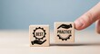 © Syeda - Hand placing a cube with best practice text and icon