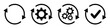 © AniaNoor - process, workflow, cycle, repeat, refresh, gear, cogwheel, mechanism, engineering, development, progress, check, mark, tick, success, icon, set, symbol, illustration, vector, graphic, design, business