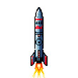 © moto - Pixel Rocket Launch on transparent background