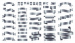 © Studio Cantath - Silver ribbons. Decorative vintage gradient banners and labels with geometric frame, luxury elegant award badge and rubber stamp flat design. Vector set