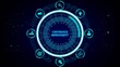 © Maka - A neon blue circular interface with icons representing continuous improvement and business concepts on a dark starry background