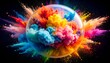 © Ysrclub - Vivid, bursting colors explode outwards from a transparent sphere against a dark background