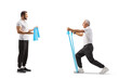 © Ljupco Smokovski - Young and mature man exercising with resistance bands