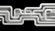 © Trendy Graphics - Abstract white pipe system forming a complex network against a stark black background, ideal for technology, engineering, and data visuals