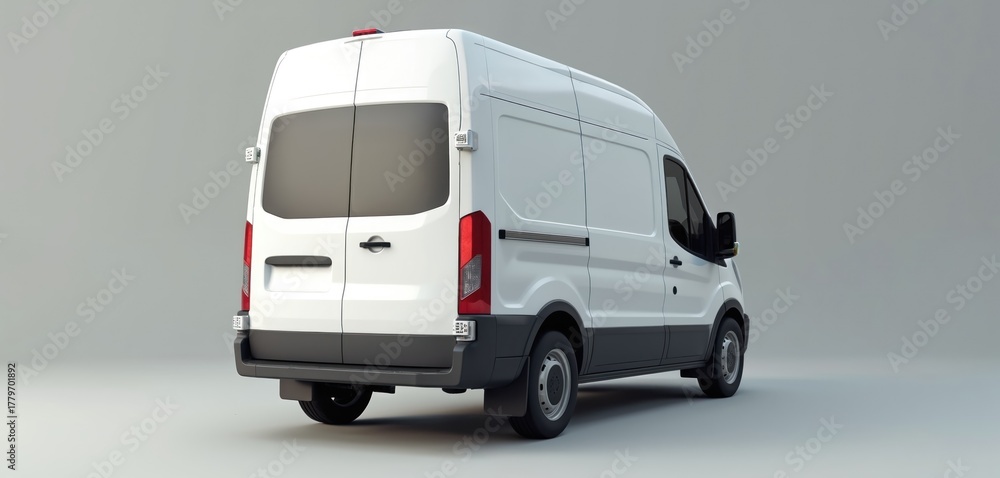 Rear view of modern white cargo van isolated against neutral background ...