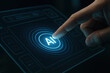 © tonstock - Dynamic display artificial intelligence concept with a pressing glowing AI button digital interface futuristic tech energy innovation theme.