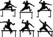 © MstRuna - Silhouette athlete performing hurdle jumping, dynamic running motion over obstacles, competitive track sports training, fitness agility exercise, professional race technique