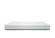 © SOUMYA - White rectangular 3D podium pedestal on transparent background, clean minimalist empty platform or stage for product display, presentation, packaging showcase or mock-ups banner design, 3D rendering.