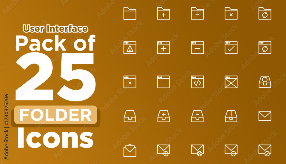 Pack of Minimalist Ui Folder Icons - User Interface web design elements ...