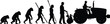 © Mahafuj  Creatives - Human evolution silhouette, primates to modern agriculture worker, farming technology progress, agricultural development timeline, evolution of labor concept, flat vector illustration