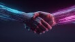 © Tanu - Digital handshaking symbolizing cooperation and connection in a virtual world of technology and innovation