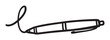© Mr. Stocker - Black outline drawing of a retractable pen with a loop, showcasing its sleek design and functionality.