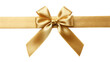© haroon - Golden gift ribbon with a bow tied in the center horizontal layout isolated on transparent background