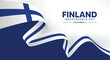 © ArtDawn - Finland independence day celebration with flag ribbon and blue background
