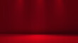 © Doloves - Red studio background. Abstract limbo podium studio room. Dark red gradient wall floor and spotlight scene. Showcase, promotion display. Mockup illustration New year, Christmas design