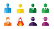 © fibekti - Conceptual icon array portraying diverse individuals and abstract fire element design