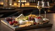 © Asmaa_Asmadi - Close up of a charcuterie board with cheese fruit and wine