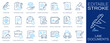 © lovemask - Law documents line icons set. Legal contract, verification, signature, protection, and certification symbol. Editable stroke.