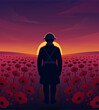© Цілуйко Єлизавета - Remembrance day poster, Lest We forget 11 November greeting banner or card of poppy flowers, Social media post, greeting, Trypography design, poster or banner of remembrance day, Vector illustration