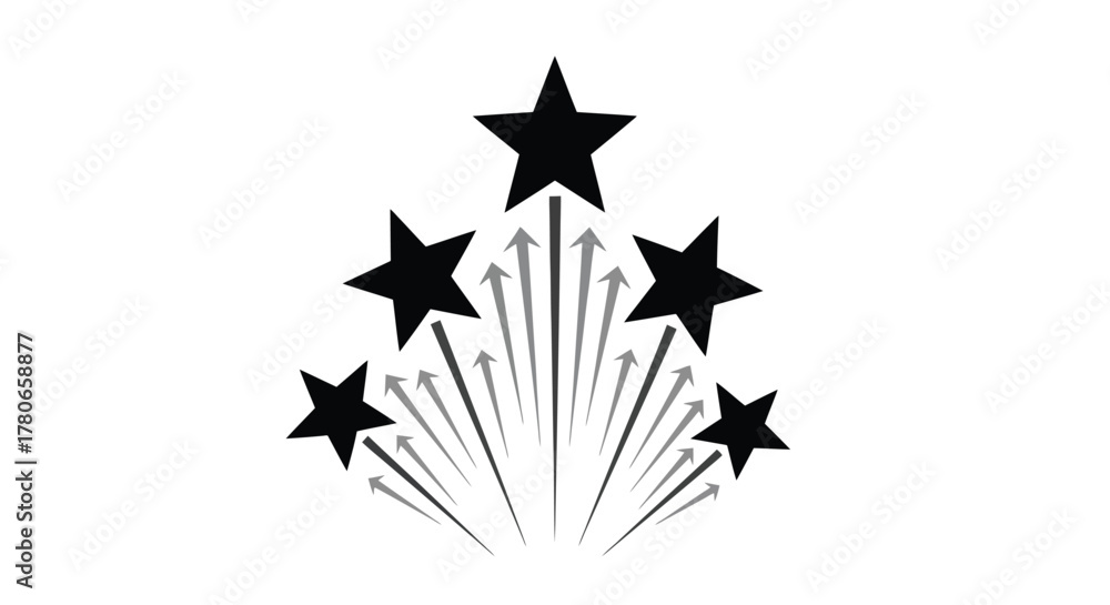 Upward Stars Dynamic illustration featuring five upward-rising stars, a graphic ...
