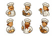 © IJ-studio - Chef cartoon icons ,cook, kitchen, restaurant, food, profession