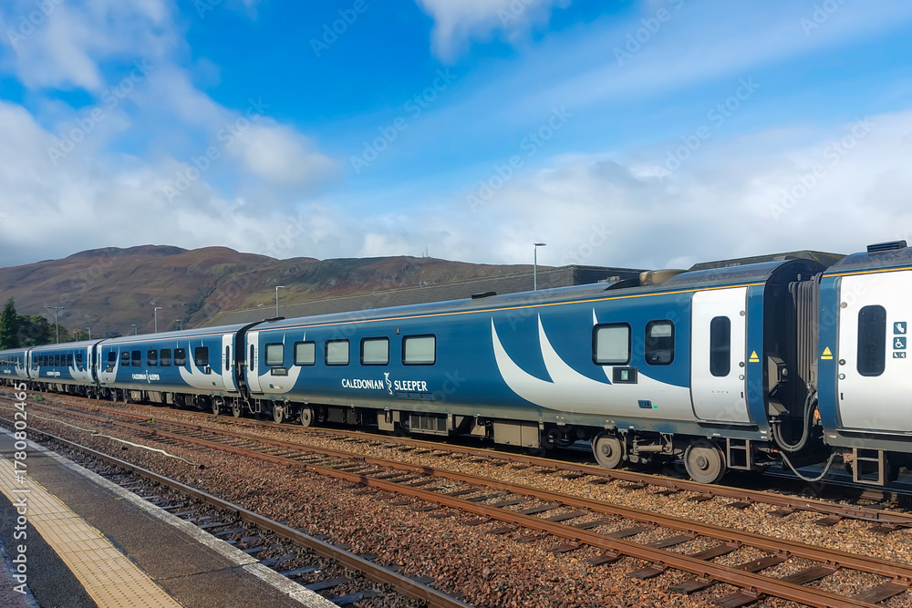 Fort William, Scotland - September 18 2025: A Caledonian Sleeper train