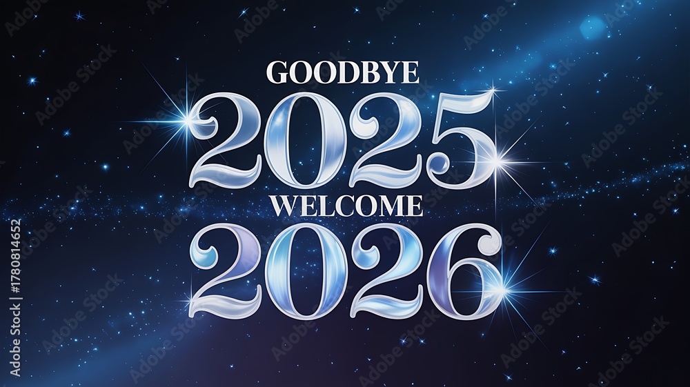 Goodbye 2025 welcome 2026 new year celebration with starry background ...