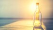 © Suphawan - Delicate glass bottle catching sunlight, forming glowing glares and soft shadows on minimalist background, symbolizing purity and calm