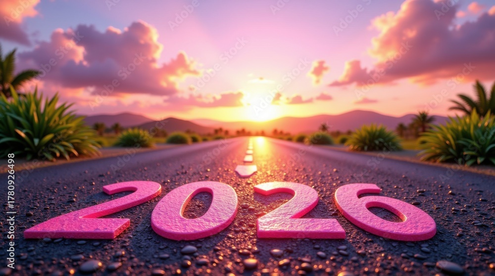 ภาพประกอบ Stock Road to 2026 with an empty road with written 2026 and ...