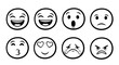 © khayrul - Simple Emotion Faces Icon Set | Black Line Emoji Expressions