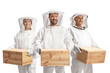 © Ljupco Smokovski - Bee keepers in uniforms holding wooden boxes