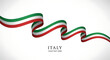 © SOFIA KHATON - Waving italian tricolore flag ribbon against a clean white background with subtle shadows