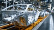 © Neon Stock - Car bodies move along the assembly line in a car factory for further work