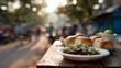 © fotogurme - Spicy pav bhaji on rustic table, capturing Mumbai street essence, vibrant Indian snack culture, and Diwali feast festivities