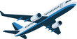 © T-Graphics IT - Dark blue and light blue passenger jet airplane in flight aircraft aviation vector illustration EPS file download.