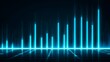 © kirania - Bright neon blue vertical bars rise from a glowing grid floor against a dark background