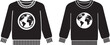 © FF - Two black long sleeve sweaters with earth globe graphic design silhouette