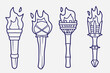 © angga - set of torch with outline style good for icon, symbol, element design, coloring book, etc