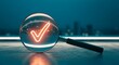 © Omar Studio - Magnifying Glass Spotlighting a Glowing Check Mark Verification and Approval Concept