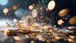 © Yuliia - Golden Bitcoin cryptocurrency with sparkling particles and bokeh lights, symbolizing digital wealth and financial technology revolution.