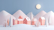 © Govan - Christmas-themed illustration of a small house under a snow-capped mountain