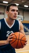 © Zanzaa - Focused basketball player is about to throw a basketball.