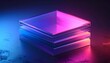 © Dianisha - A futuristic stack of glowing glass layers illuminated by vibrant neon lights, representing data, technology, and innovation concepts