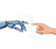 © Irwanto Labs - An illustration of human and robot hands touching, a modern digital genesis symbolizing the spark of artificial intelligence